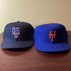 Black and Blue! Two New York Mets classic New Era ball caps. Fitted size 7 1/4.